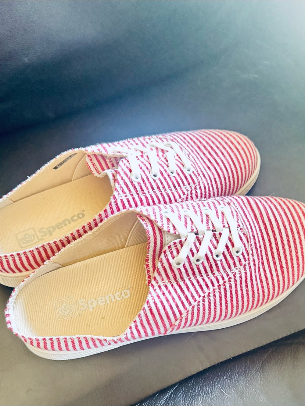Spenco Red & White Striped Women's Lace-Up Sneakers